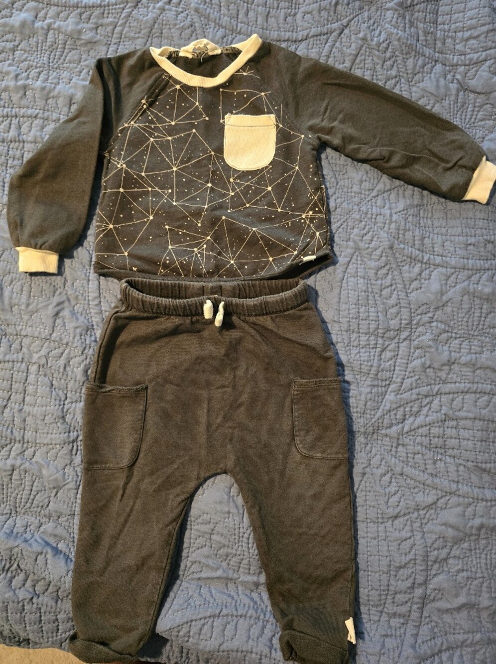 Burt's Bees Grey Sweatshirt & Joggers Set with Cream constellation Accents